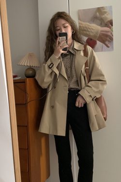 Petite Women's Short Trench Coat, British Style, Trendy 2025 Spring Autumn Fashion Outerwear