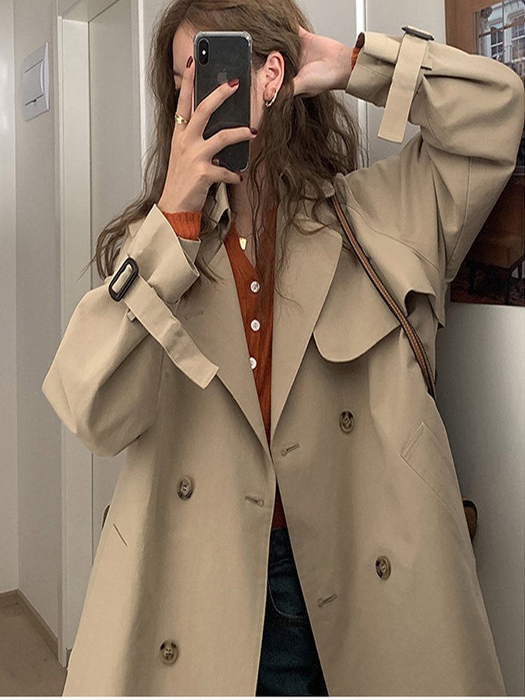 Petite Women's Short Trench Coat, British Style, Trendy 2025 Spring Autumn Fashion Outerwear Petite Women's Short Trench Coat, British Style, Trendy 2025 Spring Autumn Fashion Outerwear