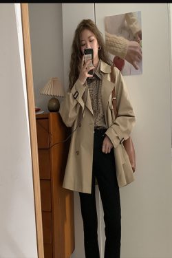 Petite Women's Short Trench Coat, British Style, Trendy 2025 Spring Autumn Fashion Outerwear