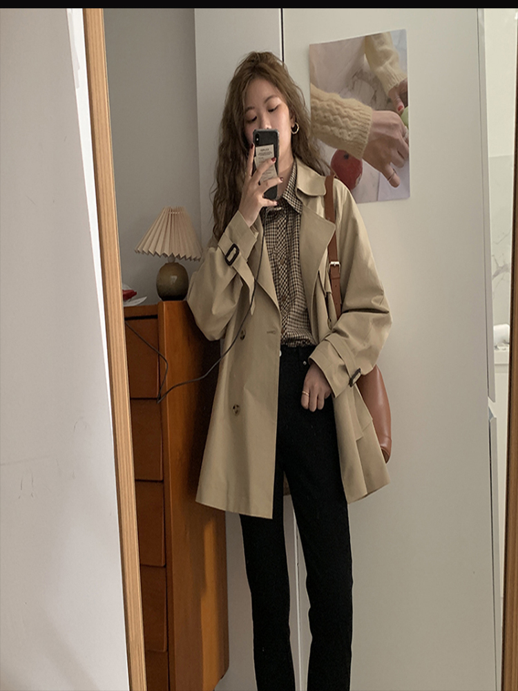 Petite Women's Short Trench Coat, British Style, Trendy 2025 Spring Autumn Fashion Outerwear Petite Women's Short Trench Coat, British Style, Trendy 2025 Spring Autumn Fashion Outerwear