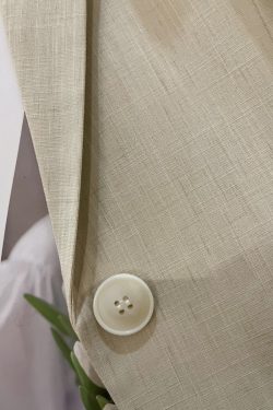 Petite Women's Spring Summer Beige Thin Three-Quarter Sleeve Suit Jacket - Short Fit, Trendy Fashion Outerwear