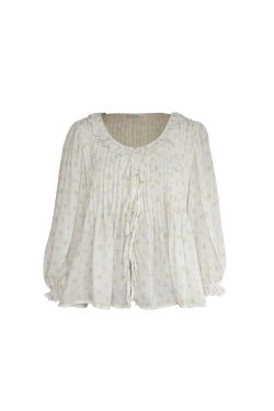 Pink Lily of the Valley Floral Doll Collar Long Sleeve Shirt for Women, Loose Thin Top for Spring and Autumn, Vintage Style