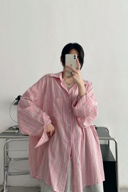Pink Long Sleeve Sunscreen Shirt for Women - Sun Grapefruit Casual Top, Thin Korean Style for Summer 2025