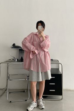 Pink Long Sleeve Sunscreen Shirt for Women - Sun Grapefruit Casual Top, Thin Korean Style for Summer 2025