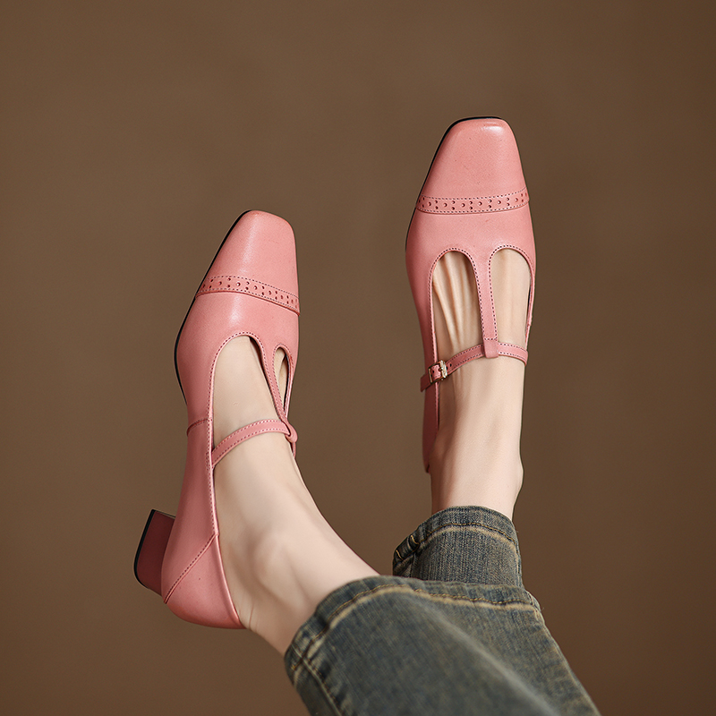 Pink Mary Jane Slip-On Shoes for Women - French Square-Toe Mid-Heel - Chic Italian Style Pink Mary Jane Slip-On Shoes for Women - French Square-Toe Mid-Heel - Chic Italian Style