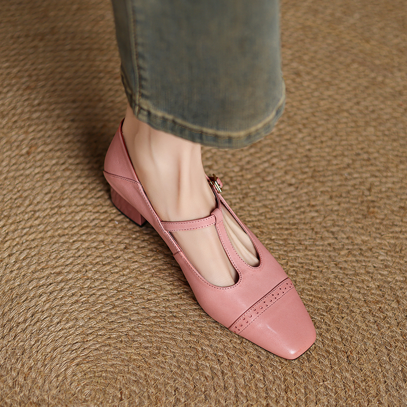 Pink Mary Jane Slip-On Shoes for Women - French Square-Toe Mid-Heel - Chic Italian Style Pink Mary Jane Slip-On Shoes for Women - French Square-Toe Mid-Heel - Chic Italian Style
