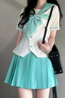 Pink Sailor Suit Women's JK Uniform with Navy Collar - Summer College Style Pudding Bear Inspired 2025 Fashion