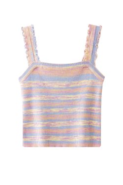Pink Striped Strapless Camisole Top for Women - Sweet & Spicy Thai-Style Summer 2025 Edition, Y2K Inspired Fashion