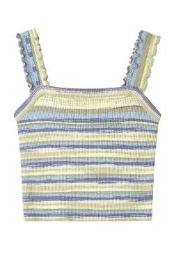 Pink Striped Strapless Camisole Top for Women - Sweet & Spicy Thai-Style Summer 2025 Edition, Y2K Inspired Fashion