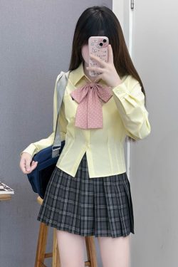 Plaid A-Line Pleated Skirt for Women - Summer College Style JK Uniform in Smoke Gray - Cute 90s Inspired Student Fashion