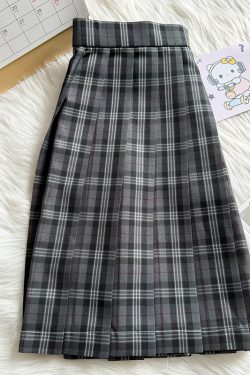 Plaid A-Line Pleated Skirt for Women - Summer College Style JK Uniform in Smoke Gray - Cute 90s Inspired Student Fashion