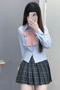 Plaid A-Line Pleated Skirt for Women - Summer College Style JK Uniform in Smoke Gray - Cute 90s Inspired Student Fashion