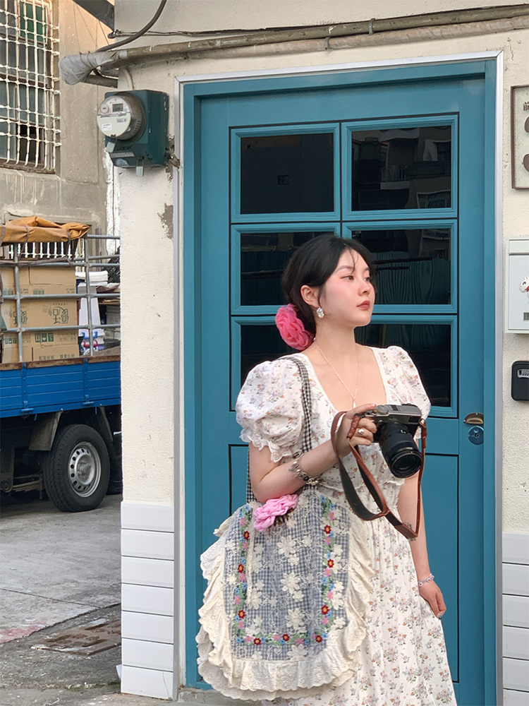 Plaid Lace Trim One-Shoulder Crossbody Bag - Women's Summer Canvas Bag with Floral Design, Vintage Style Plaid Lace Trim One-Shoulder Crossbody Bag - Women's Summer Canvas Bag with Floral Design, Vintage Style