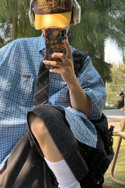 Plaid Short Sleeve Shirt for Women - Handmade Vintage Style, Loose Casual Fit, Versatile Summer Trend