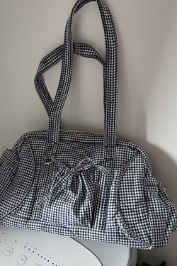 Plaid Shoulder Bag - 2025 Autumn/Winter Casual Versatile Boston Tote for Class and Commuting