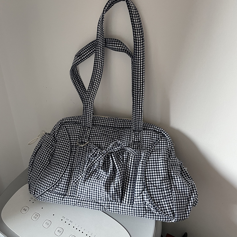 Plaid Shoulder Bag - 2025 Autumn/Winter Casual Versatile Boston Tote for Class and Commuting Plaid Shoulder Bag - 2025 Autumn/Winter Casual Versatile Boston Tote for Class and Commuting