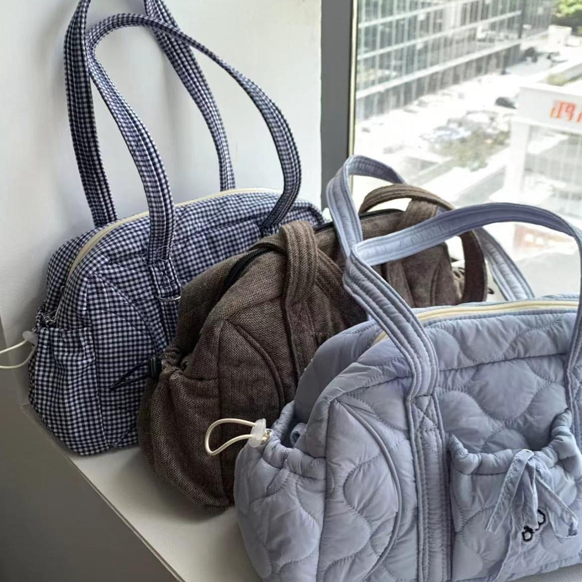 Plaid Shoulder Bag - 2025 Autumn/Winter Casual Versatile Boston Tote for Class and Commuting Plaid Shoulder Bag - 2025 Autumn/Winter Casual Versatile Boston Tote for Class and Commuting