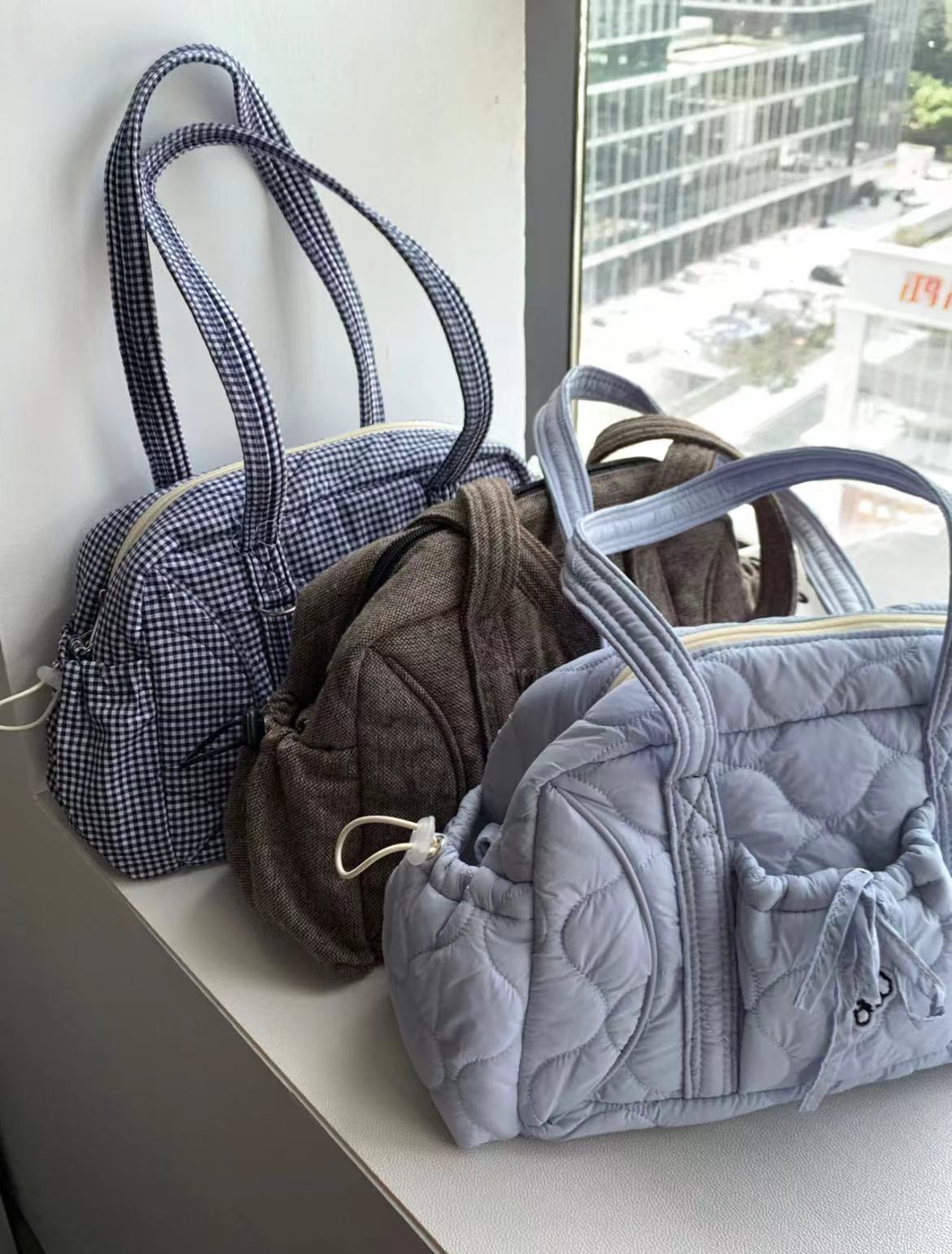 Plaid Shoulder Bag - 2025 Autumn/Winter Casual Versatile Boston Tote for Class and Commuting Plaid Shoulder Bag - 2025 Autumn/Winter Casual Versatile Boston Tote for Class and Commuting