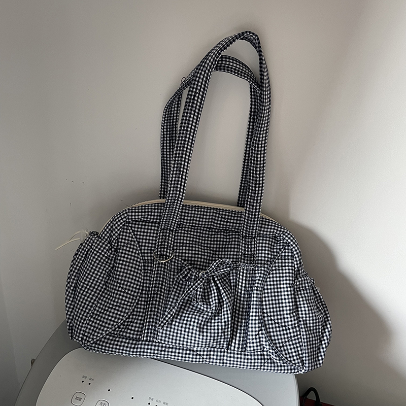 Plaid Shoulder Bag - 2025 Autumn/Winter Casual Versatile Boston Tote for Class and Commuting Plaid Shoulder Bag - 2025 Autumn/Winter Casual Versatile Boston Tote for Class and Commuting