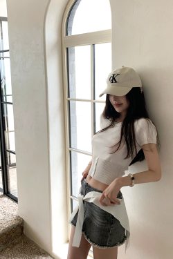 Playful Leg Essence Gray Vintage Denim Bodycon Mini Skirt with Tassels - Summer Hot Girl Style, 90s-Inspired Half Skirt