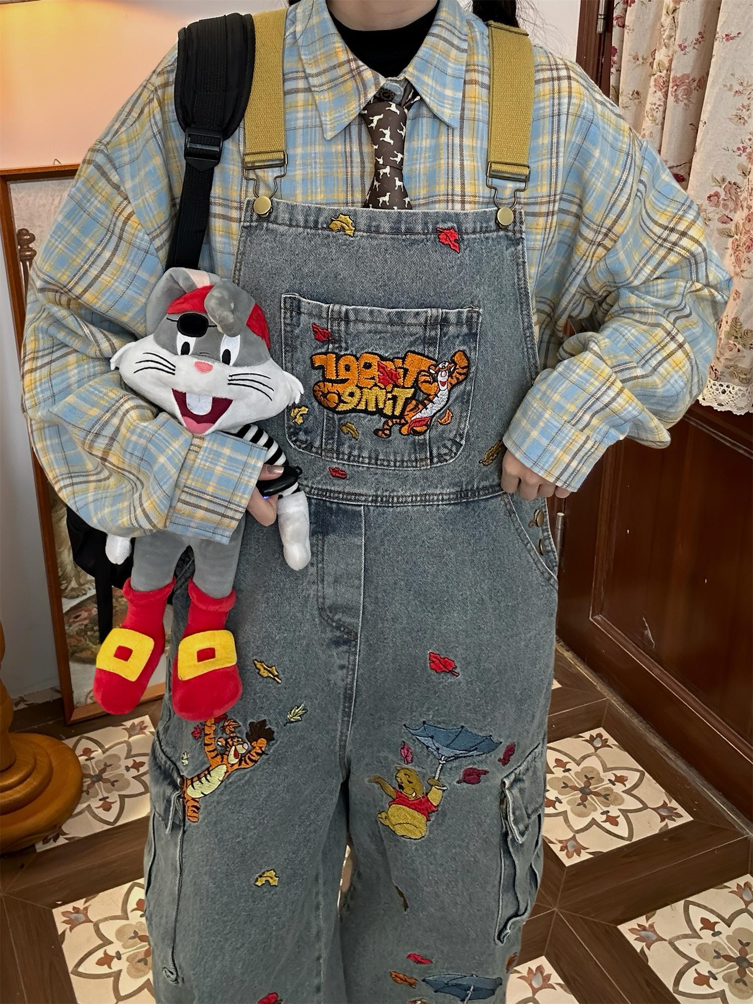 Playful Vintage Washed Blue Denim Overalls Unisex Jumpsuit - Retro Style Versatile Fashion for 90s & Y2K Aesthetic Playful Vintage Washed Blue Denim Overalls Unisex Jumpsuit - Retro Style Versatile Fashion for 90s & Y2K Aesthetic