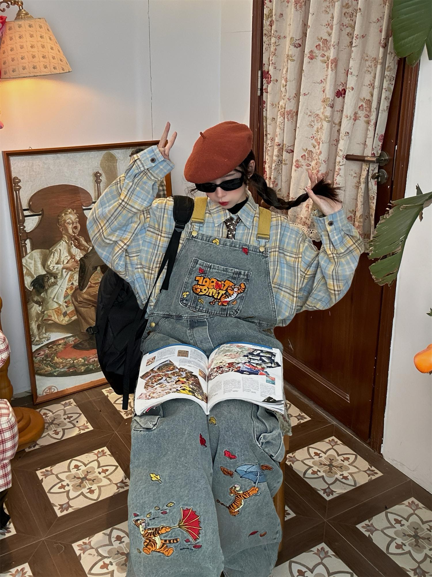 Playful Vintage Washed Blue Denim Overalls Unisex Jumpsuit - Retro Style Versatile Fashion for 90s & Y2K Aesthetic Playful Vintage Washed Blue Denim Overalls Unisex Jumpsuit - Retro Style Versatile Fashion for 90s & Y2K Aesthetic