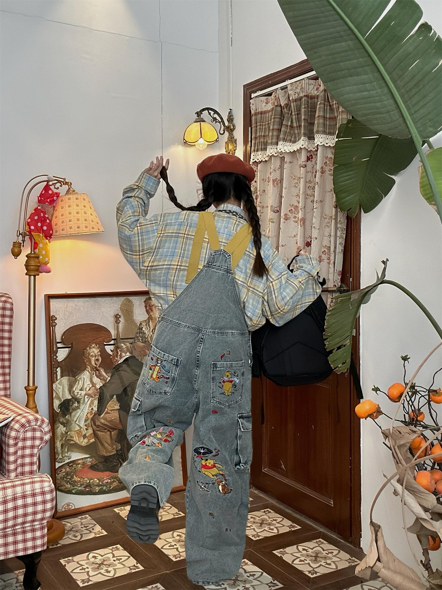 Playful Vintage Washed Blue Denim Overalls Unisex Jumpsuit - Retro Style Versatile Fashion for 90s & Y2K Aesthetic Playful Vintage Washed Blue Denim Overalls Unisex Jumpsuit - Retro Style Versatile Fashion for 90s & Y2K Aesthetic