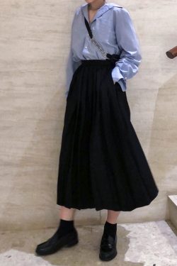 Pleated Umbrella Skirt - Retro Mid-Length Gray Skirt with Pockets for Spring Summer - Stylish High-Temperature Fashion