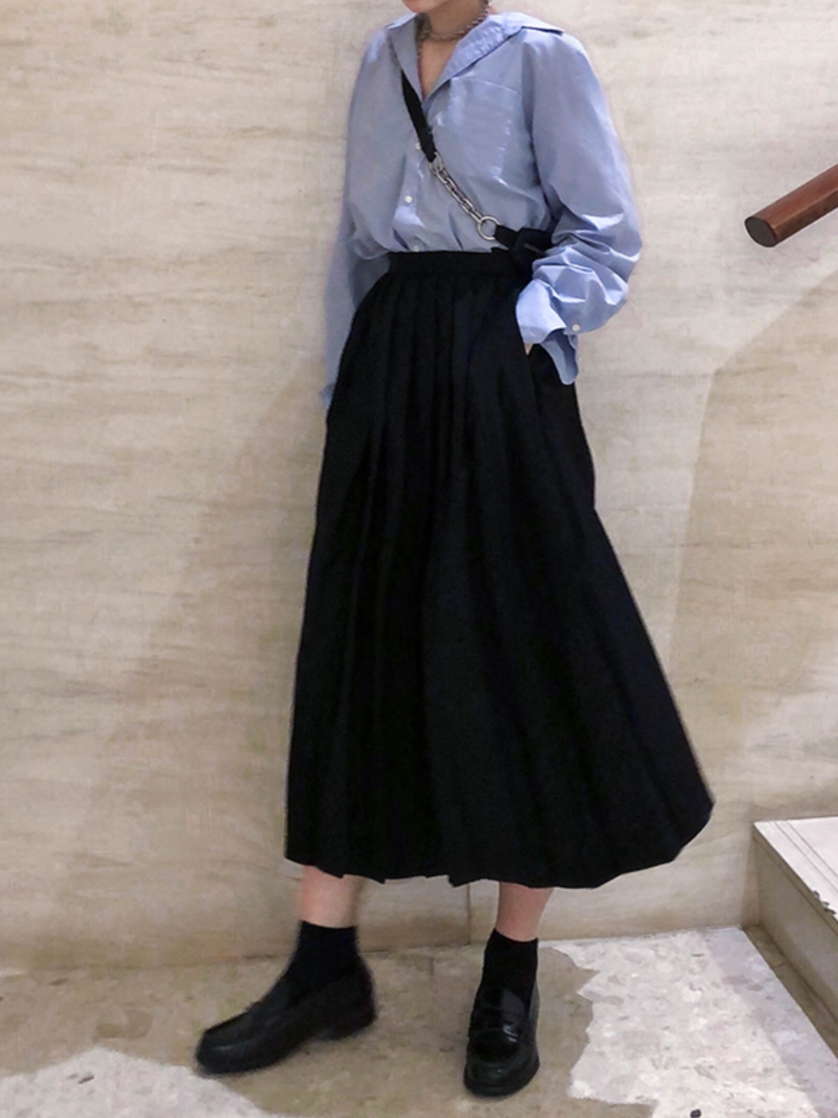 Pleated Umbrella Skirt - Retro Mid-Length Gray Skirt with Pockets for Spring Summer - Stylish High-Temperature Fashion Pleated Umbrella Skirt - Retro Mid-Length Gray Skirt with Pockets for Spring Summer - Stylish High-Temperature Fashion