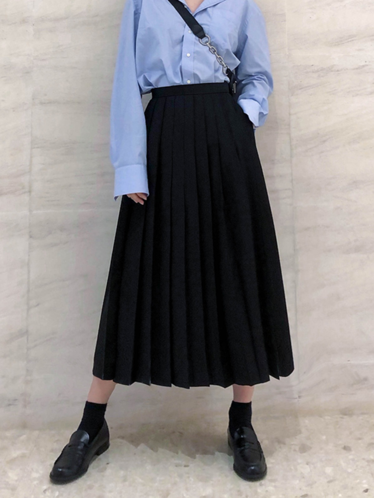 Pleated Umbrella Skirt - Retro Mid-Length Gray Skirt with Pockets for Spring Summer - Stylish High-Temperature Fashion Pleated Umbrella Skirt - Retro Mid-Length Gray Skirt with Pockets for Spring Summer - Stylish High-Temperature Fashion
