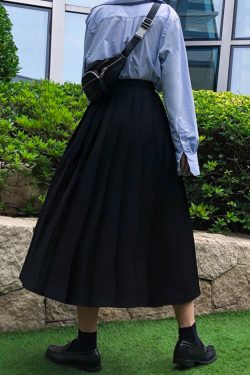Pleated Umbrella Skirt - Retro Mid-Length Gray Skirt with Pockets for Spring Summer - Stylish High-Temperature Fashion
