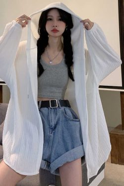 Plus Size 300 lbs Women's Sunshade Jacket - Lightweight Breathable Hooded Summer Coat, Versatile Mid-Length Style