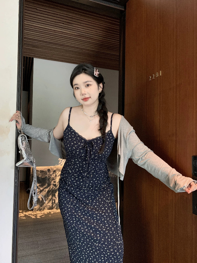 Plus Size Airy Cardigan and Camisole Dress Set - Cool Sun Protection Cover-Up for Summer, Perfect for Layering and Air Conditioning Plus Size Airy Cardigan and Camisole Dress Set - Cool Sun Protection Cover-Up for Summer, Perfect for Layering and Air Conditioning