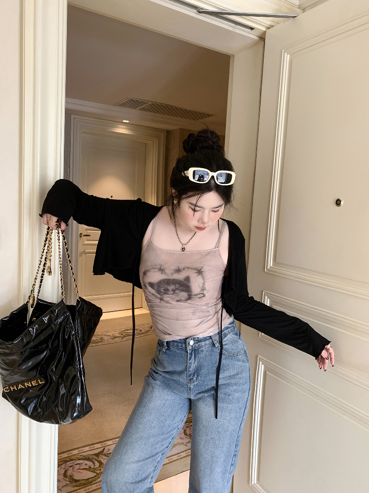 Plus Size Airy Cardigan and Camisole Dress Set - Cool Sun Protection Cover-Up for Summer, Perfect for Layering and Air Conditioning Plus Size Airy Cardigan and Camisole Dress Set - Cool Sun Protection Cover-Up for Summer, Perfect for Layering and Air Conditioning