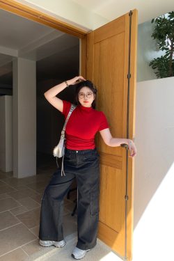 Plus Size American Retro Straight-Leg Multi-Pocket Wide-Leg Casual Work Pants for a Cool 90s Vibe
