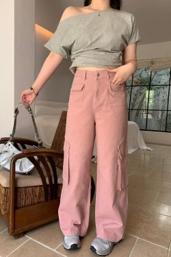 Plus Size American Retro Straight-Leg Multi-Pocket Wide-Leg Casual Work Pants for a Cool 90s Vibe