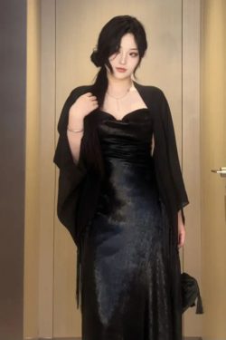 Plus-Size Backless Draped Strap Dress Set with Shawl - Flattering Long Skirt for Summer, Sexy Pure Desire Style