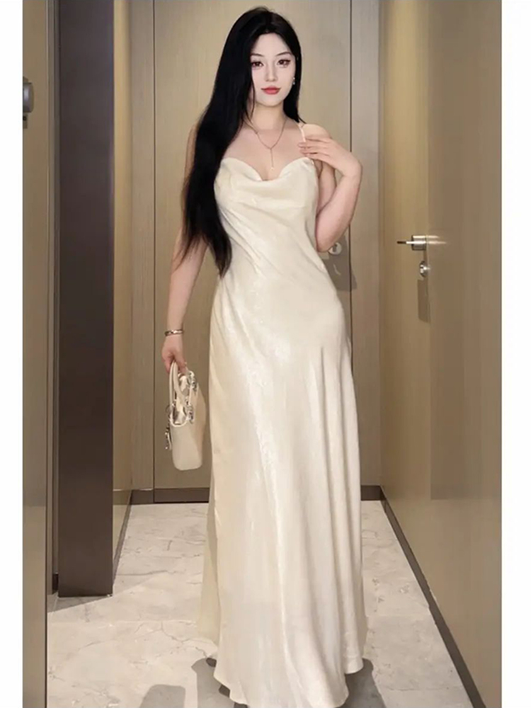 Plus-Size Backless Draped Strap Dress Set with Shawl - Flattering Long Skirt for Summer, Sexy Pure Desire Style Plus-Size Backless Draped Strap Dress Set with Shawl - Flattering Long Skirt for Summer, Sexy Pure Desire Style