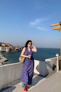 Plus Size Backless Halter Dress for Women - Deep V Neck, Seaside Vacation Style, Perfect for 90s-Inspired Dating Shows