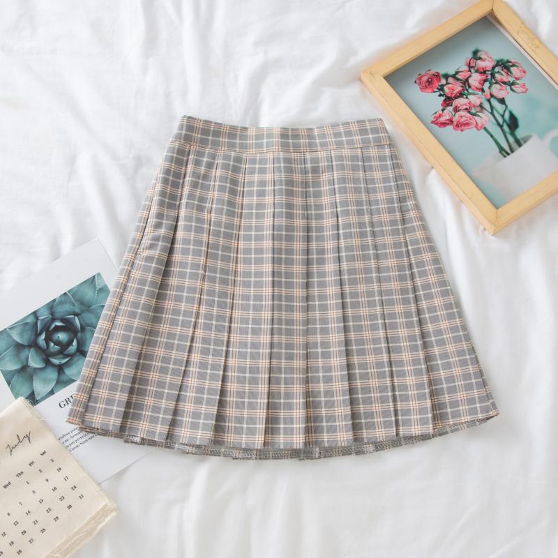 Plus Size Black High-Waisted Pleated A-Line Midi Skirt for Women, Summer College Style Checkered JK Skirt, Anti-Exposure Fashion Plus Size Black High-Waisted Pleated A-Line Midi Skirt for Women, Summer College Style Checkered JK Skirt, Anti-Exposure Fashion