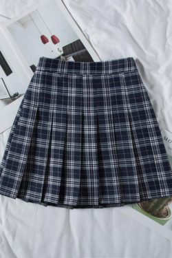Plus Size Black High-Waisted Pleated A-Line Midi Skirt for Women, Summer College Style Checkered JK Skirt, Anti-Exposure Fashion