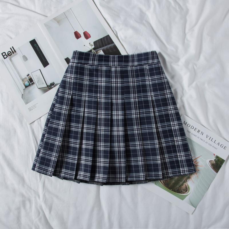 Plus Size Black High-Waisted Pleated A-Line Midi Skirt for Women, Summer College Style Checkered JK Skirt, Anti-Exposure Fashion Plus Size Black High-Waisted Pleated A-Line Midi Skirt for Women, Summer College Style Checkered JK Skirt, Anti-Exposure Fashion