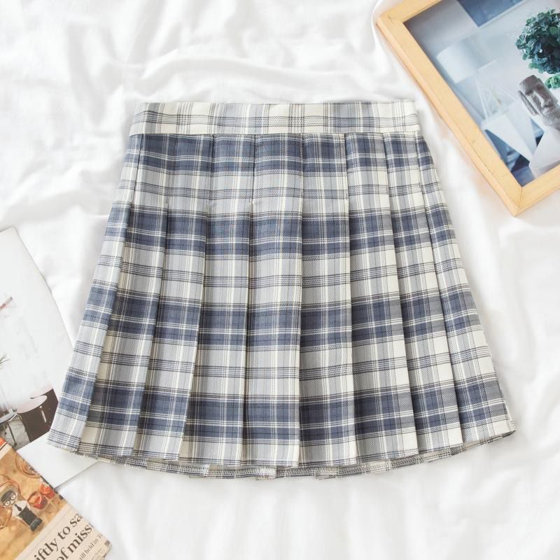 Plus Size Black High-Waisted Pleated A-Line Midi Skirt for Women, Summer College Style Checkered JK Skirt, Anti-Exposure Fashion Plus Size Black High-Waisted Pleated A-Line Midi Skirt for Women, Summer College Style Checkered JK Skirt, Anti-Exposure Fashion