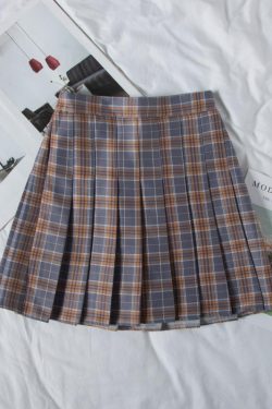 Plus Size Black High-Waisted Pleated A-Line Midi Skirt for Women, Summer College Style Checkered JK Skirt, Anti-Exposure Fashion
