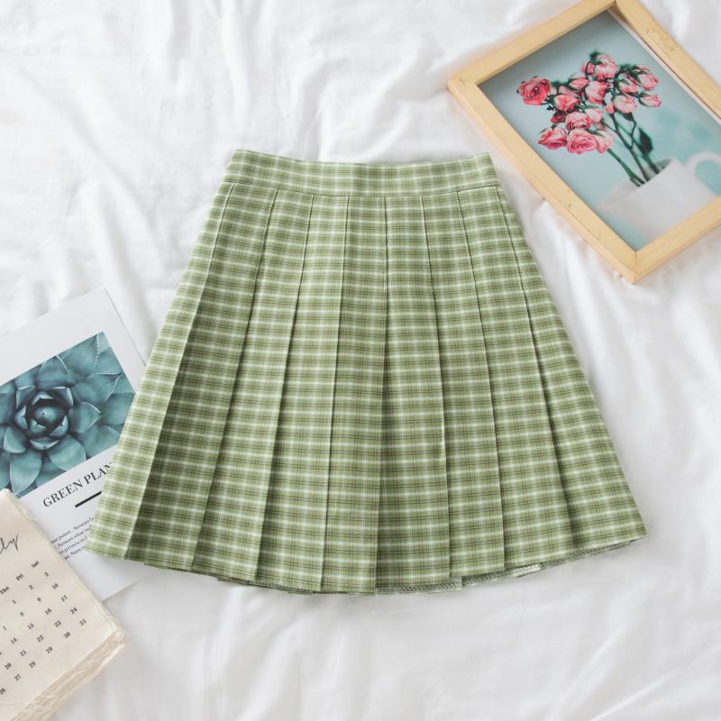 Plus Size Black High-Waisted Pleated A-Line Midi Skirt for Women, Summer College Style Checkered JK Skirt, Anti-Exposure Fashion Plus Size Black High-Waisted Pleated A-Line Midi Skirt for Women, Summer College Style Checkered JK Skirt, Anti-Exposure Fashion