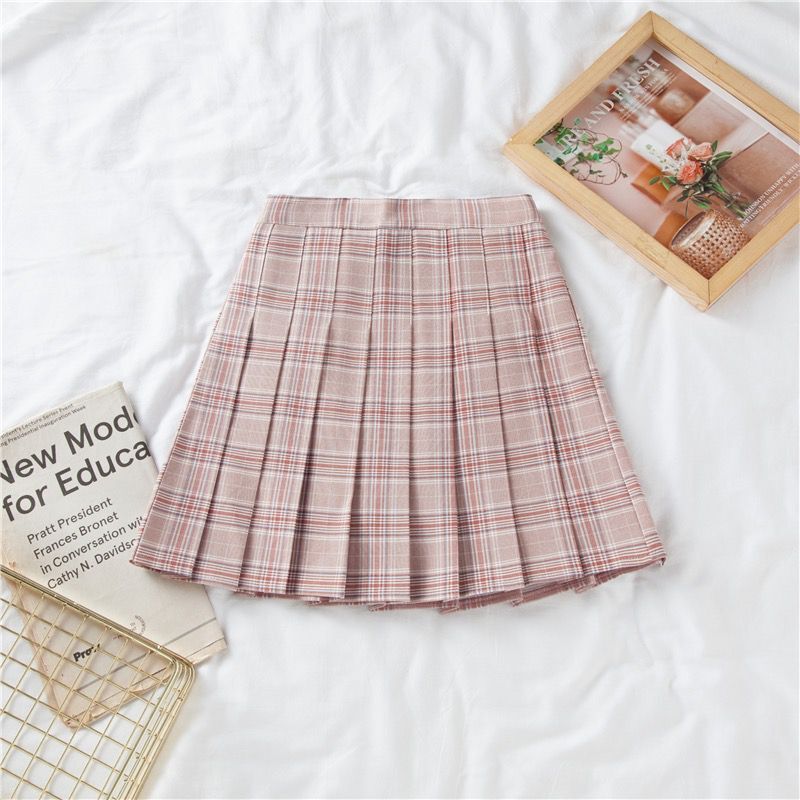 Plus Size Black High-Waisted Pleated A-Line Midi Skirt for Women, Summer College Style Checkered JK Skirt, Anti-Exposure Fashion Plus Size Black High-Waisted Pleated A-Line Midi Skirt for Women, Summer College Style Checkered JK Skirt, Anti-Exposure Fashion