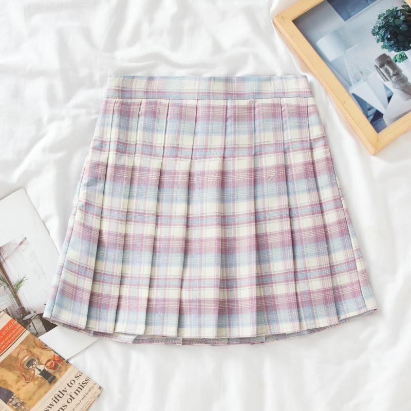 Plus Size Black High-Waisted Pleated A-Line Midi Skirt for Women, Summer College Style Checkered JK Skirt, Anti-Exposure Fashion Plus Size Black High-Waisted Pleated A-Line Midi Skirt for Women, Summer College Style Checkered JK Skirt, Anti-Exposure Fashion