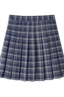 Plus Size Black High-Waisted Pleated A-Line Midi Skirt for Women, Summer College Style Checkered JK Skirt, Anti-Exposure Fashion