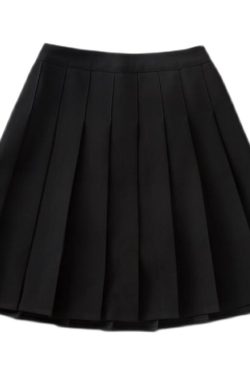 Plus Size Black High-Waisted Pleated A-Line Midi Skirt for Women, Summer College Style Checkered JK Skirt, Anti-Exposure Fashion