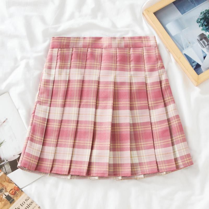 Plus Size Black High-Waisted Pleated A-Line Midi Skirt for Women, Summer College Style Checkered JK Skirt, Anti-Exposure Fashion Plus Size Black High-Waisted Pleated A-Line Midi Skirt for Women, Summer College Style Checkered JK Skirt, Anti-Exposure Fashion